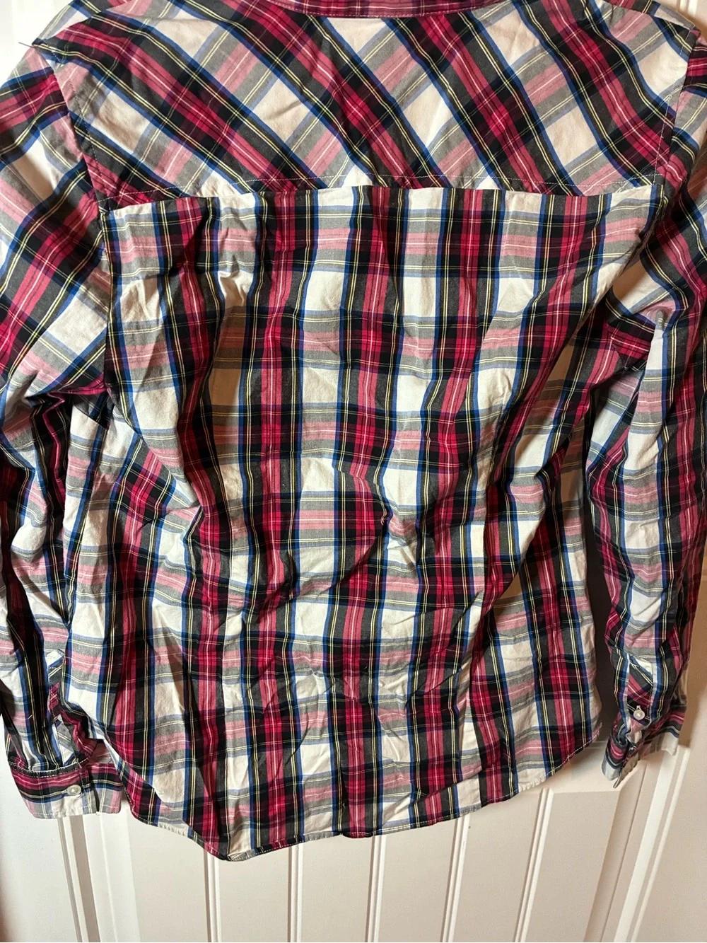 J. Crew Plaid Button-Down Shirt - Red, Blue, White Medium